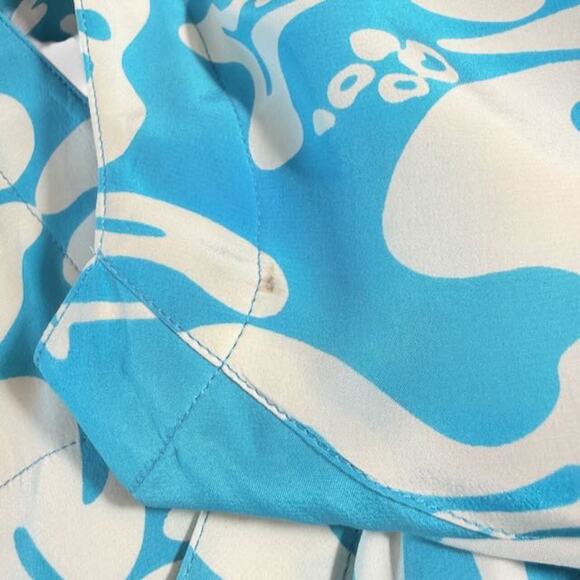 VTG Thierry Mugler 1990 Eté Hawaï Collection Tropical Silk Wrap Dress Blue 36 S - Picture 15 of 16